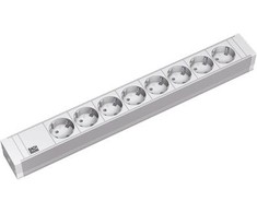 Bachmann 19" lizdo juostelė PVC 1.5U, 8 krypčių, šviesiai pilka 2.0m, be jungiklio