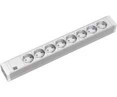 Bachmann 19" lizdo juostelė PVC 1.5U, 8 krypčių, šviesiai pilka 2.0m, be jungiklio
