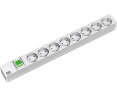 Bachmann 19" lizdo juosta ALU 1U, 8x 35°, pilka, 2,0m, su jungikliu