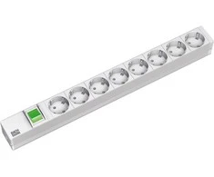 Bachmann 19" lizdo juosta ALU 1U, 8x 35°, pilka, 2,0m, su jungikliu
