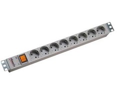Bachmann 19" lizdo juosta ALU 1U, 8x 35°, pilka, 2,0m, su jungikliu
