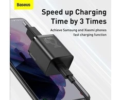 Baseus Super Si greitas įkroviklis 1C 25W su USB-C - USB-C kabelis 1m - Juodas