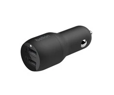 Belkin Dual USB-A automobilinis įkroviklis 24W + USB-A į USB-C laidas BOOST CHARGE Juodas