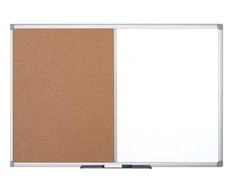 Baltoji magnetinė ir kamštinė lenta BI-OFFICE MAYA Combo 90x60, aliuminio rėmas