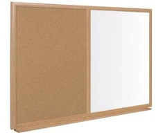 Baltoji magnetinė ir kamštinė lenta BI-OFFICE EARTH Combo 120x90, ąžuolo rėmas