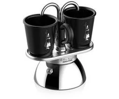 Bialetti Mini Express Induction 2TZ (100ml) + 2 Filiżanki juoda
