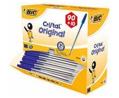 BIC Cristal Medium, Clip, Stick tušinukas, Mėlyna, 100 vnt., Vidutinis