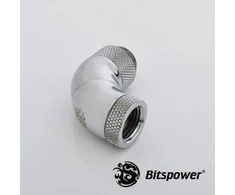 „Bitspower“ adapteris 90 laipsnių G1/4 colio kištukas į G1/4 colio kištuką – 3 pasukami, blizgūs jungiamieji lizdai