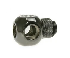 Bitspower Adapteris Q-Splitter G1/4 inch Male to 3x G1/4 inch Female – rotatable, glossy juodas
