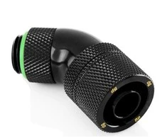 Bitspower connection 45 degrees G1/4 inch AG to 16/10mm – rotatable, matt juodas