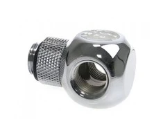 Bitspower adapteris T formos skirstytuvas G1/4 colio AG į 2x G1/4 colio IG – pasukamas, blizgantis sidabras