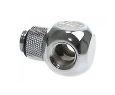 Bitspower adapteris T formos skirstytuvas G1/4 colio AG į 2x G1/4 colio IG – pasukamas, blizgantis sidabras
