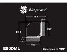 „Bitspower Multi-Link“ adapteris 90 laipsnių 12 mm AD iki 12 mm AD kietas vamzdis – suodžiai