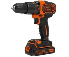 Black &amp; Decker Akumuliatorinis suktuvas-gręžtuvas 18V Ličio jonų + 400mA įkroviklis + 1 akumuliatorius + lagaminas