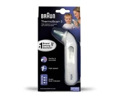 Braun Thermoscan 3 infraraudonųjų spindulių ausies termometras IRT3030 Atminties funkcija, Matavimo laikas 1 s, Baltas
