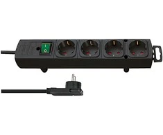 Ilgiklis BRENNENSTUHL Comfort-Line Plus, 4 lizdai, 2 m, + J plokš. kišt., 3G1,5, juodas
