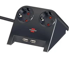 Brennenstuhl Desktop Power, Prailgintuvas su USB, 2xCEE 7/4, 1xCEE 7/7, 2xUSB 2.1A, 1.8m, juodas 1153500222 / GT-653