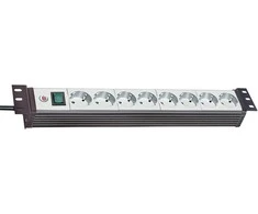 Brennenstuhl 19 "1.5", 8xCEE 7/4, 1xCEE 7/7, pet-protected connectors, 3m cable, sidabrinis / juodas 1156057018 / GT-663