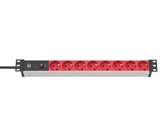Brennenstuhl Alu-Line 19" maitinimo juosta 8 krypčių - 10A grandinės pertraukiklis ir IEC jungtis [19" maitinimo juosta serverių spintelėms su 2 m laidu]