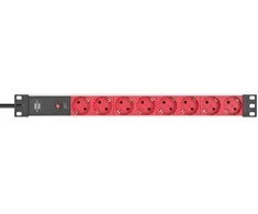 Brennenstuhl Alu-Line 19" maitinimo juosta 8 krypčių - 10A grandinės pertraukiklis ir IEC jungtis [19" maitinimo juosta serverių spintelėms su 2 m laidu]