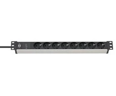 Brennenstuhl Alu-Line 19" apsaugos nuo viršįtampių maitinimo juosta - 8 krypčių, 19" maitinimo juosta, pagaminta iš aukštos kokybės aliuminio [serverio spintelei su 2m ca