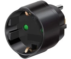 Elektros lizdo adapteris, JAV / Jap į ES , įžemintas, gyvūnų apsauga Brennenstuhl juodas / GT-473