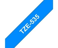 Brother TZe-535 (TZE535) Laminuota ženklinimo juostelė, Baltas on Mėlyna, 12mm 8m