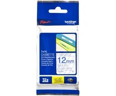 Brother Brolis | TZe-133 laminuota juosta | Mėlyna ant Clear | TZe | 8 m | 1,2 cm