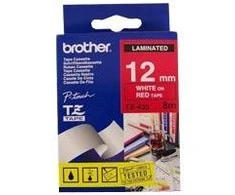 Brother | TZe-435 Laminated Tape | Baltas on Raudona | TZe | 8 m | 1.2 cm