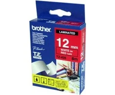 Brother | TZe-435 Laminated Tape | Baltas on Raudona | TZe | 8 m | 1.2 cm