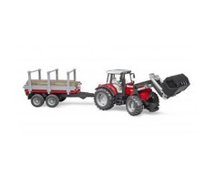 BRUDER Massey Ferguson 7480 krautuvas su priekaba rąstams, 2046