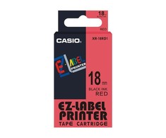 Casio XR-18RD1 juostelė, juoda spausdintinė / raudona, nelaminuota, 8m, 18mm