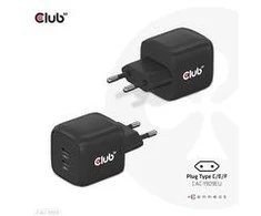 Club 3D Club3D CAC-1909EU Kelioninis įkroviklis PPS 45W GAN technologija, dviejų prievadų USB Type-C, maitinimo tiekimo (PD) 3.0 palaikymas