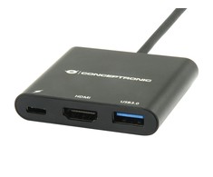Stotis / replikatorius Conceptronic DonN01B USB-C - HDMI + USB-C + USB Juodas (DonN01B)