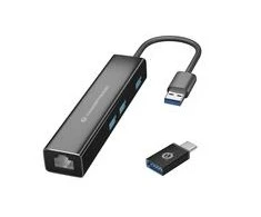HUB USB Conceptronic 1x RJ-45 + 3x USB-A 3.0 (DONN07BA)