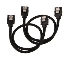 Corsair Premium Sleeved SATA Cable, juodas 30cm – 2 pack