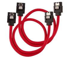 Corsair Premium Sleeved SATA Cable, red 30cm – 2 pack