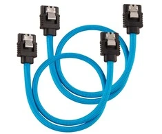 Corsair Premium Sleeved SATA Cable, mėlynas 30cm – 2 pack