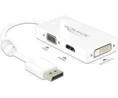 Delock Adapteris Displayport 1.1 vyriškas > VGA / HDMI / DVI moteriškas Pasyvus baltas
