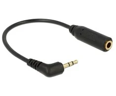 ADAPTERIS MICROJACK 2.5MM(M) 3PIN->MINIJACK 3.5MM(F) 3PIN ant kabelio 17.5CM Juodas DELOCK