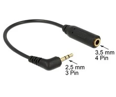 DELOCK AUDIO LIZDAS 2.5MM(M) 3 PIN->MINIJACK 3.5MM(F) 4 PIN 0.17M JUODA