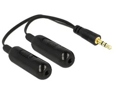 DeLOCK 0,19 m, 3,5 mm/2 x 3,5 mm, 3,5 mm, kištukas, 2 x 3,5 mm, lizdas, 0,19 m, juodas