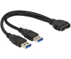 DELOCK kabelio USB 3.0 kaiščio antraštės kištukinis lizdas > 2 x USB 3.0 tipo A kištukas 25 cm