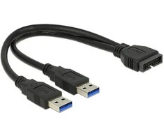DELOCK kabelio USB 3.0 kaiščio antraštės kištukinis lizdas > 2 x USB 3.0 tipo A kištukas 25 cm
