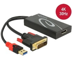 Delock adapterio kabelis DVI 24+1 kištukas > Displayport 1.2 mot