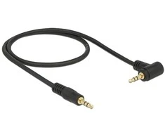 KABELIS AUDIO MINIJACK 3.5MM M/M 3 PIN KAMPINIS 90" 0.5M JUODA DELOCK