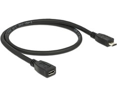 Delock prailginimo kabelis USB 2.0 tipo Micro-B kištukas > USB 2.0 tipo Micro-B lizdas. 0,5 m