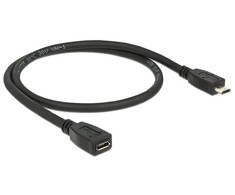 Delock prailginimo kabelis USB 2.0 tipo Micro-B kištukas > USB 2.0 tipo Micro-B lizdas. 0,5 m