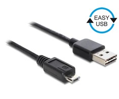 Delock 0.5m - USB2.0-A/USB2.0 Micro-B - 0.5 m - USB A - Micro-USB B - USB 2.0 - Male/Male - Juodas