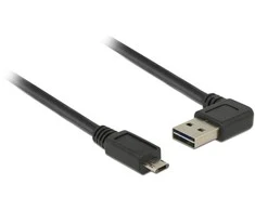 KABELIS USB MICRO(M)->USB-A(M) 2.0 0.5M KAMPINIS LEWO/PRAWO DUAL EASY-USB JUODA DELOCK